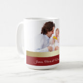 Mug Custom Name & Photo Holiday Red, Gold Bow (Devant gauche)
