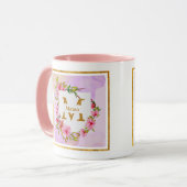 Mug Custom Name Pink Floral Watercolor (Devant gauche)