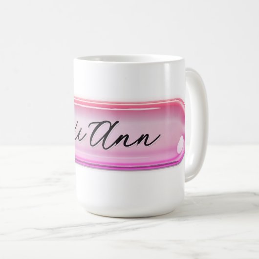 Mug Custom Name Pink Glass Effect | Personalized (Devant droit)