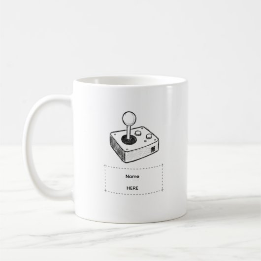 Mug Custom Name Retro Joystick Gamer Sketch (Gauche)
