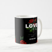 Mug Custom Name Romantic Floral Gift for Valentine (Devant droit)