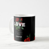 Mug Custom Name Romantic Floral Gift for Valentine (Devant gauche)