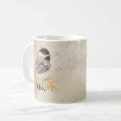 Mug Custom Name Text Watercolor Chickadee Bird (Devant gauche)