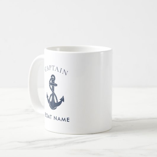 Mug Custom Nautical Captain Boat Anchor Navy (Devant gauche)