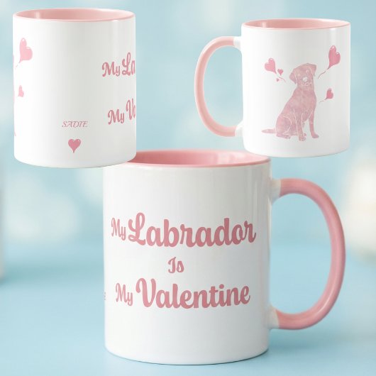 Mug Custom Pastel Pink Labrador Valentine Mug, Name