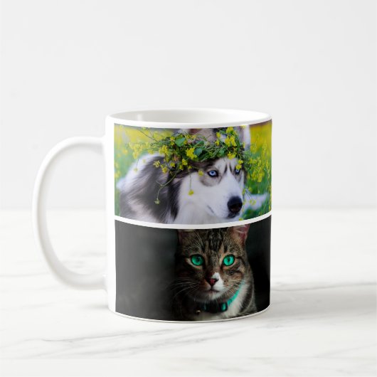 Mug Custom Pet 4 Photo Collage for Cat Dog Lovers gift (Gauche)
