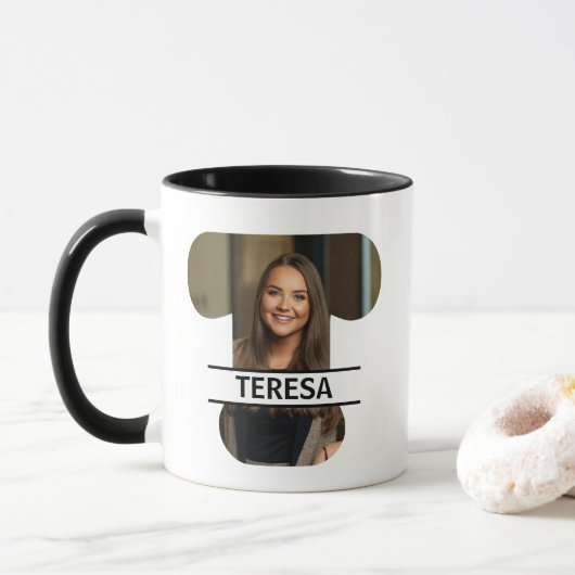 Mug Custom Photo and Name Letter 'T' (Avec donut)