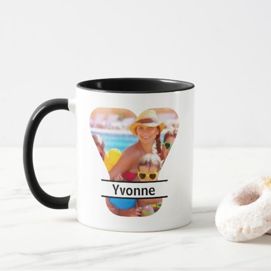 Mug Custom Photo and Name Letter 'Y' (Avec donut)