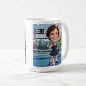 Mug Custom Photo Head Padel/Pickleball Player Caricatu (Devant droit)