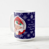 Mug Custom Photo Santa Baby Snowflakes & Blue BKGRD (Devant gauche)