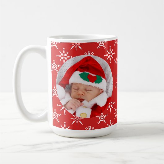 Mug Custom Photo Santa Baby Snowflakes & Red BKGRD (Gauche)