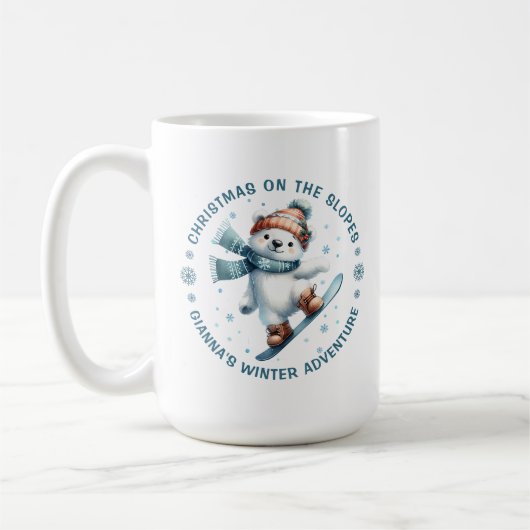Mug Custom Photo Snowboarding Polar Bear (Gauche)