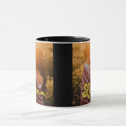 Mug Custom Photo with Gold Love Overlay (Centre)
