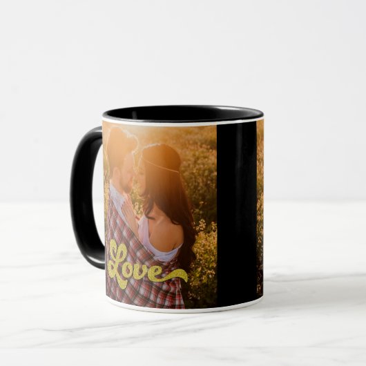 Mug Custom Photo with Gold Love Overlay (Devant gauche)