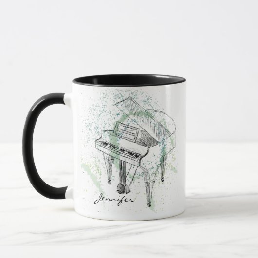 Mug Custom Piano Illustration Art Drawing Music Lovers (Gauche)