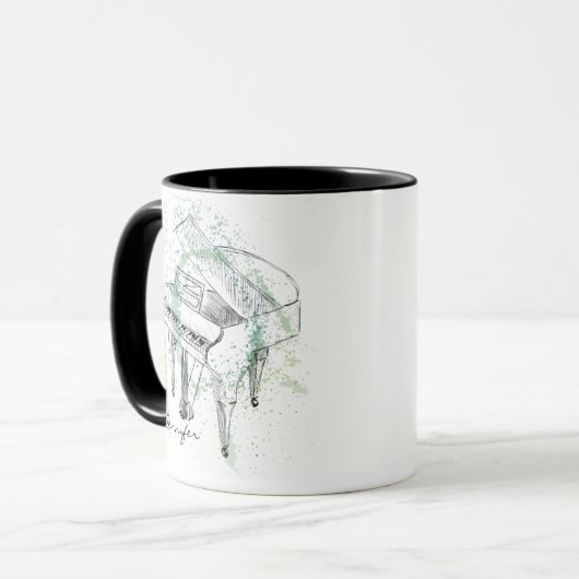 Mug Custom Piano Illustration Art Drawing Music Lovers (Devant gauche)