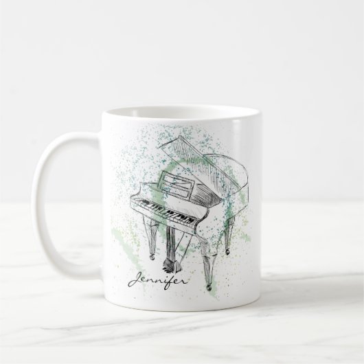 Mug Custom Piano Illustration Art Drawing Music Lovers (Gauche)