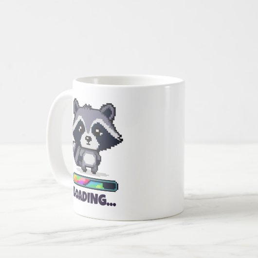 Mug Custom Pixel Raccoon Loading Bar Funny (Devant gauche)