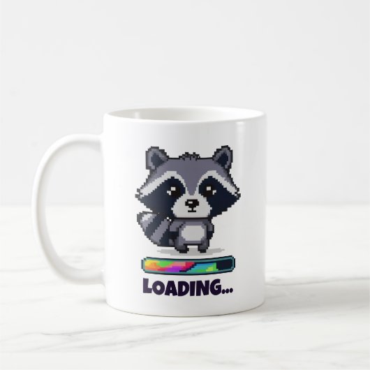 Mug Custom Pixel Raccoon Loading Bar Funny (Gauche)