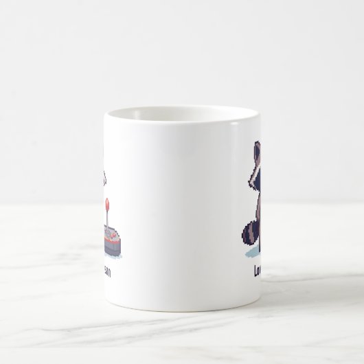 Mug Custom Pixel Raccoon With Joystick (Centre)