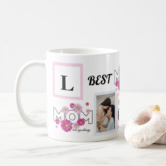 Mug Custom Playful Happy Family Photo Collage  (Avec donut)