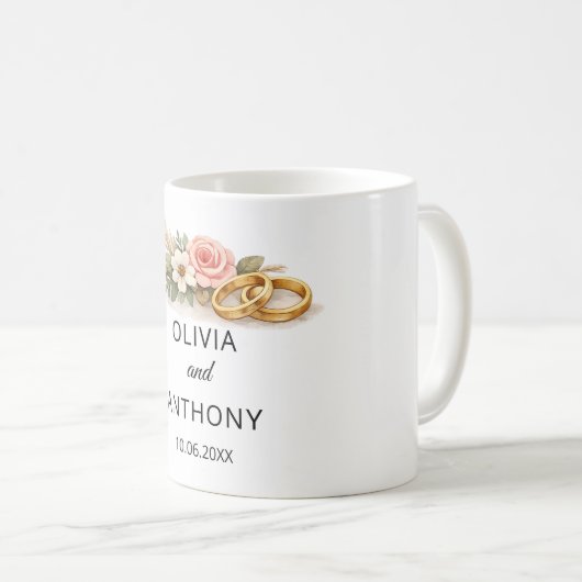 Mug Custom Rustic Boho Floral Wedding Gift Names (Devant droit)