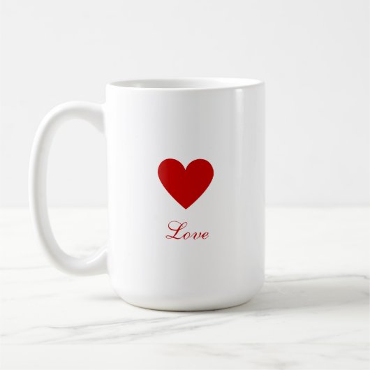 Mug Custom Simple Red Heart Love (Gauche)