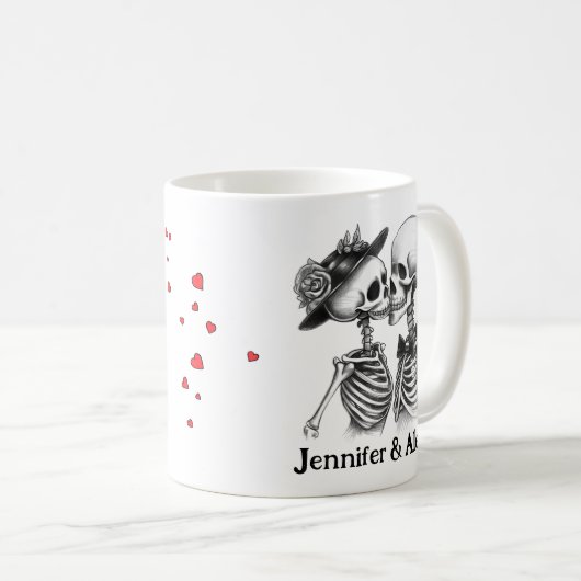 Mug Custom Skeleton Couple Names Personalized (Devant droit)