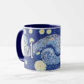 Mug Custom Starry Night Monogram Vincent Van Gogh Art (Devant gauche)