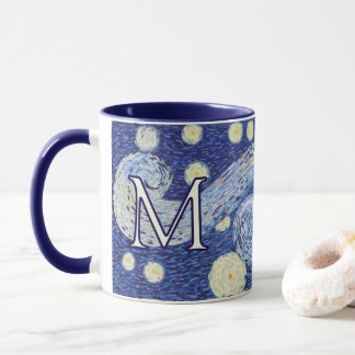 Mug Custom Starry Night Monogram Vincent Van Gogh Art