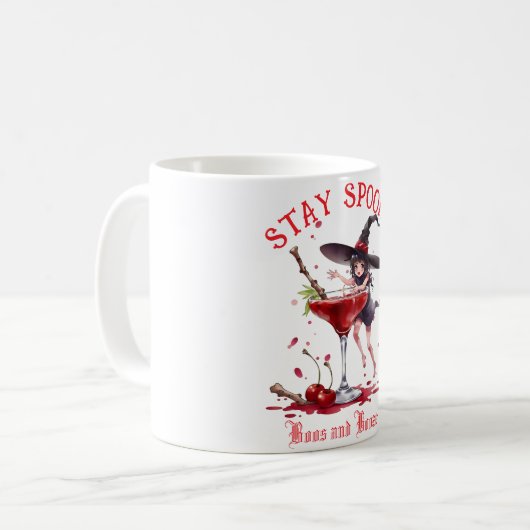 Mug Custom Stay Éffrayant Funny Witch Halloween (Devant gauche)