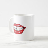 Mug Custom Text Funny Red Lips Cartoon Mouth (Devant gauche)
