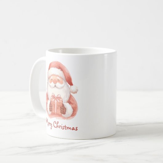 Mug Custom Text Funny Santa Claus With Gift (Devant gauche)