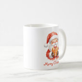 Mug Custom Text Funny Santa Claus With Gift (Devant droit)