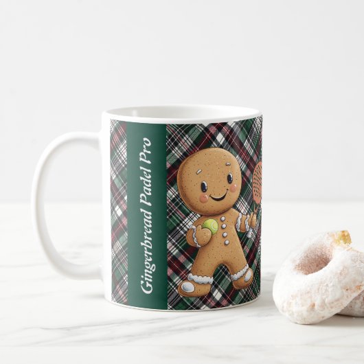 Mug 🎾🎄Custom text,  Padel Powered Christmas (Avec donut)
