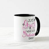 Mug Custom This Girl Loves Badminton Girly Pink (Devant droit)