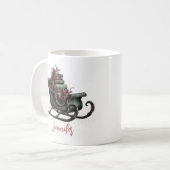 Mug Custom Vintage Christmas Sleigh with Books  (Devant gauche)