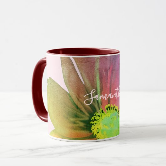Mug Custom Watercolor Colorful Wildflower Pastel Pink (Devant gauche)