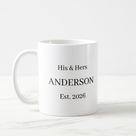 Mug Custom Wedding Last Name Coffee Gift (Gauche)