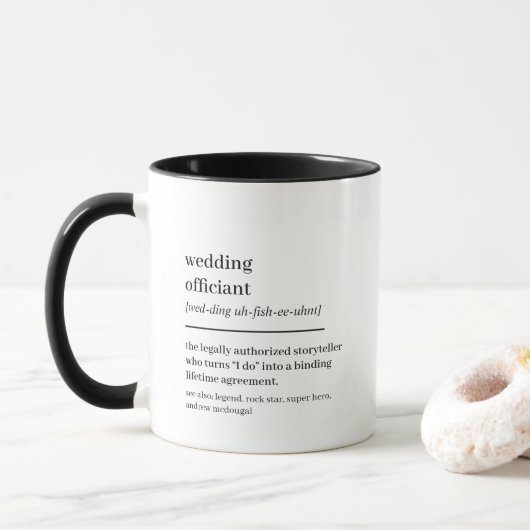 Mug Custom Wedding Officiant Gift Funny Definition (Avec donut)