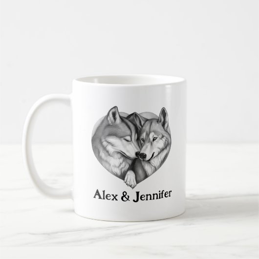 Mug Custom Wolf Couple Names Personalized (Gauche)