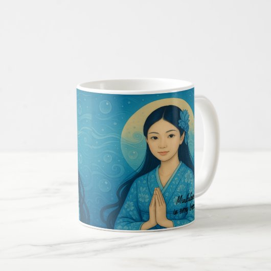 Mug Custom Zen Méditation art Mindfult Yoga Bleu (Devant droit)