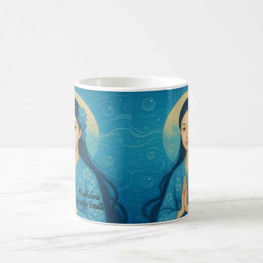 Mug Custom Zen Méditation art Mindfult Yoga Bleu (Centre)