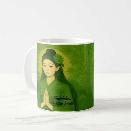 Mug Custom Zen Méditation art Mindfult Yoga Vert (Devant gauche)