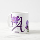 Mug Customizable Allison name hot purple flowers (Devant gauche)