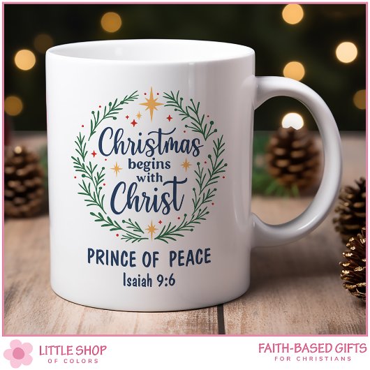 Mug Customizable Bible Verse Christmas Wreath