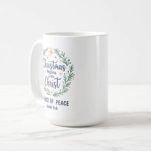 Mug Customizable Bible Verse Christmas Wreath (Devant gauche)