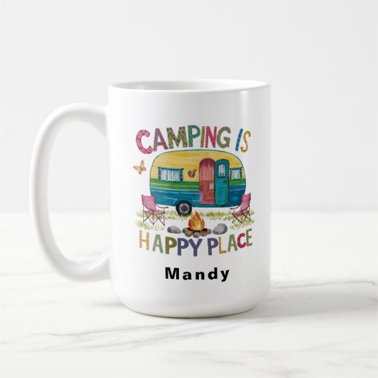 Mug Customizable Camper "Camping is Happy Place" (Gauche)