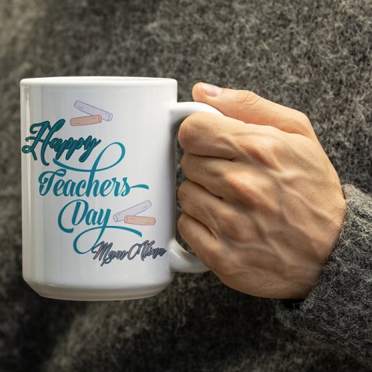 Mug Customizable Pastel Blue Happy Teachers Day