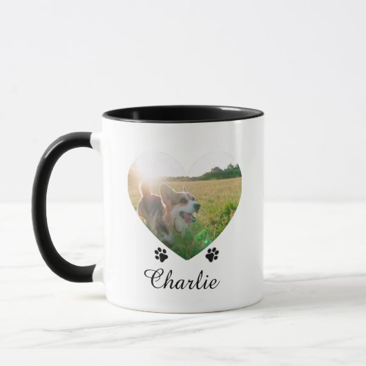 Mug Customizable Pet Heart-Shaped Photo Template Text  (Gauche)